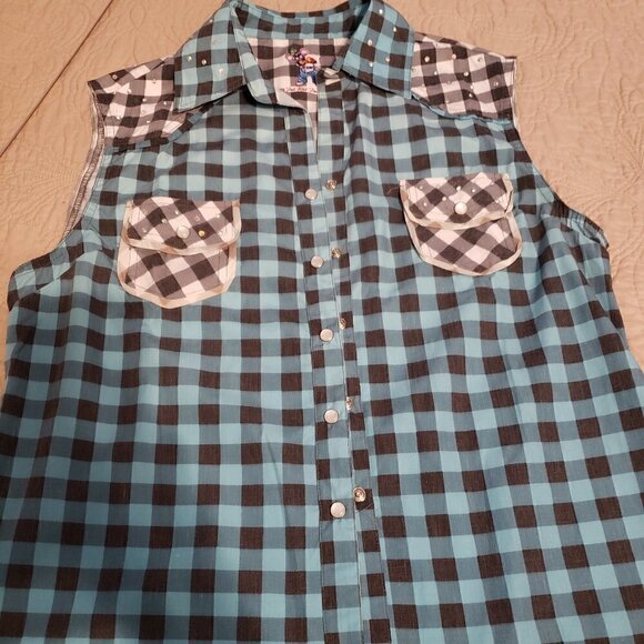 Fat Rat Family Gingham Rebel Pearl Snap Top - Picture 6 of 16